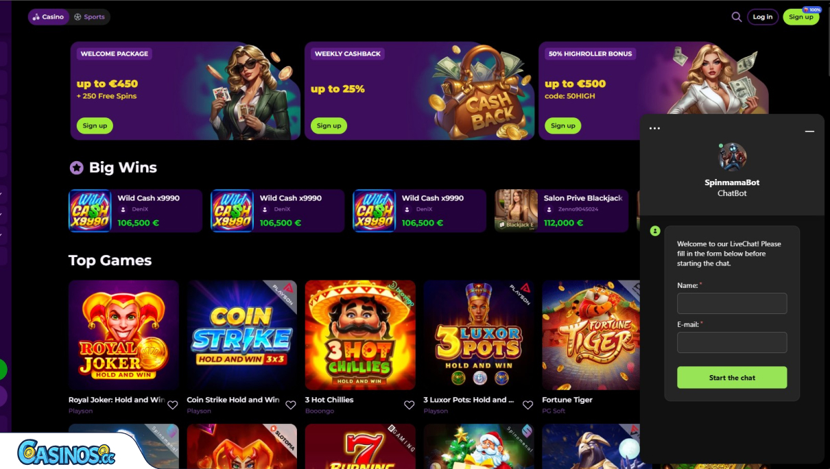 Spinmama Casino Support