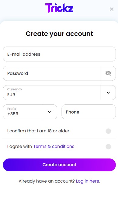 Trickz Casino Sign Up
