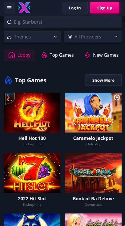 Xon Bet Casino Lobby