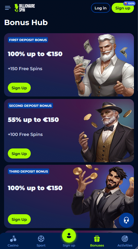 BillionaireSpin Casino Promotions