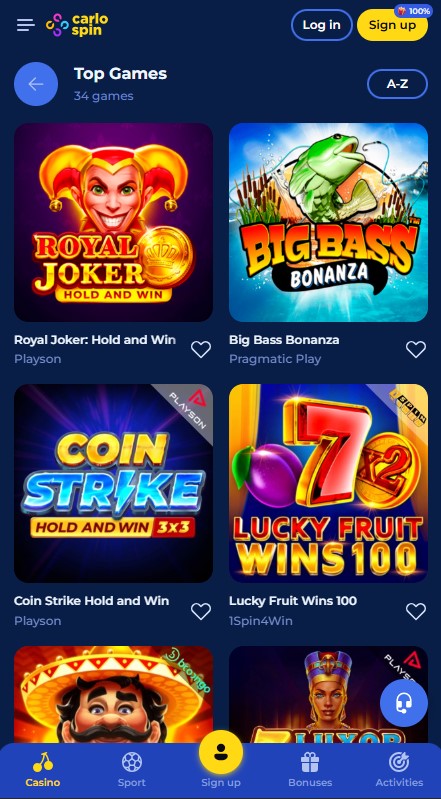 CarloSpin Casino Games