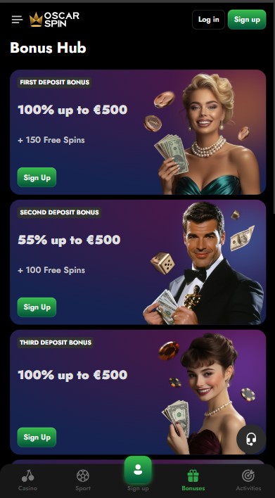 OscarSpin Casino Bonuses