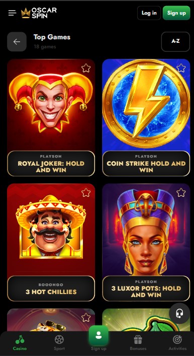 OscarSpin Casino Games