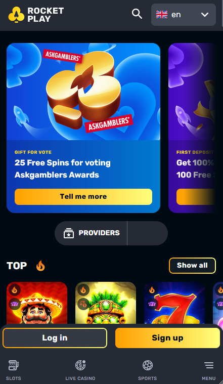 RocketPlay Casino Lobby