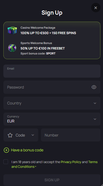 BetandPlay Casino Sign up