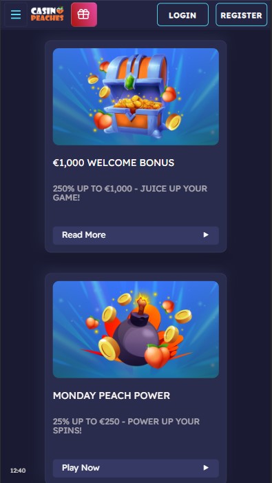 Casino Peaches Bonuses