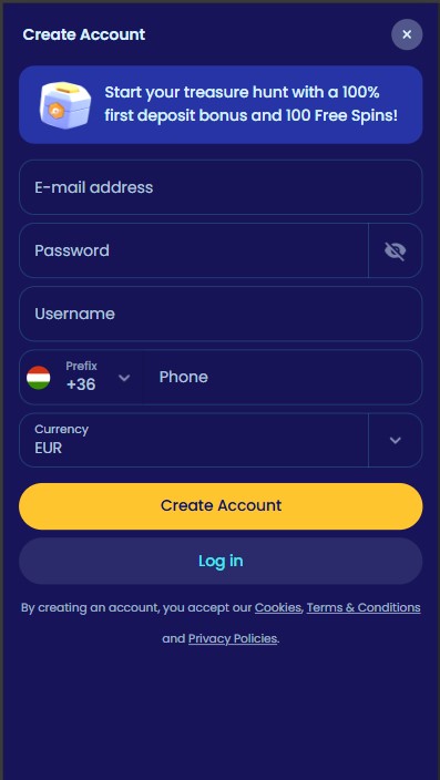 Casoo Casino SIgn Up
