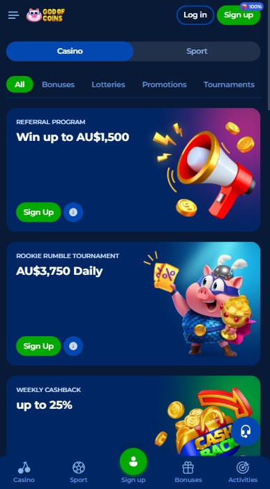 God of Coins Casino Bonuses