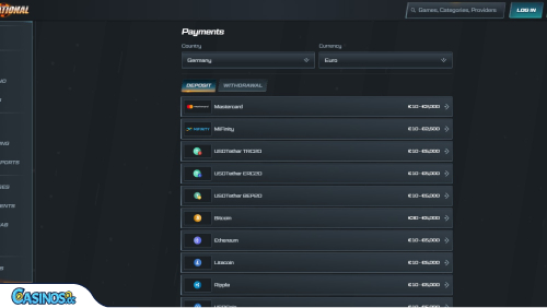 Pagos en Spinational Casino