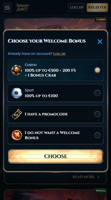WonderLuck Casino Sign Up