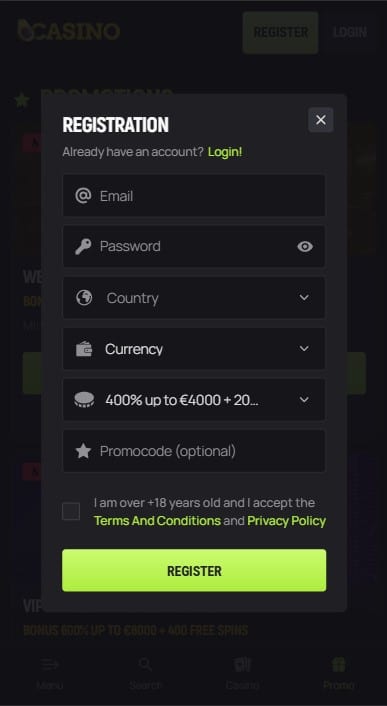 Avocasino Sign Up