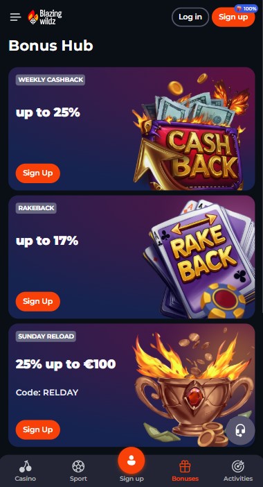 BlazingWildz Casino Bonuses