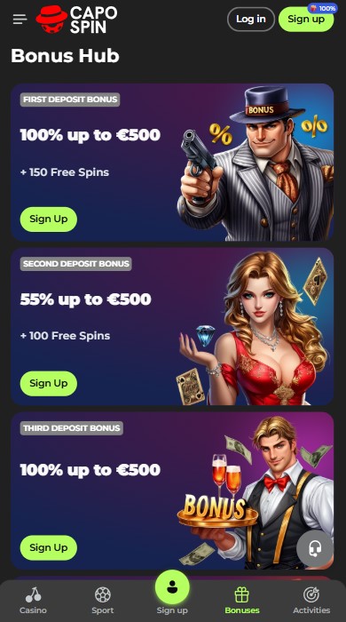 Capospin Casino Bonuses