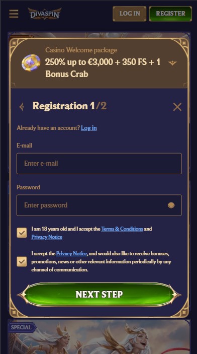 Diva Spin Casino Sign Up
