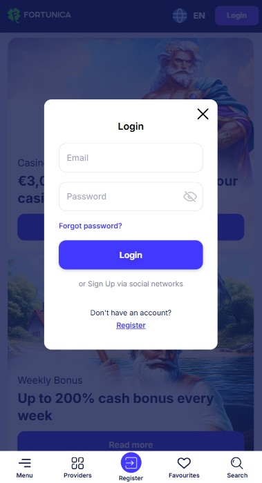 Fortunica Casino Sign Up