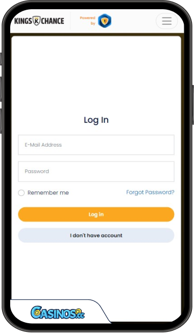 King Chance Casino Login from Mobile