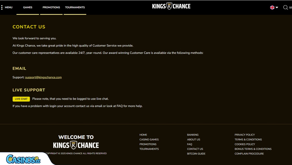 King Chance Casino Support