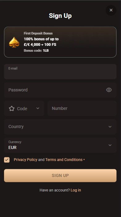 LegionBet Casino Sign Up