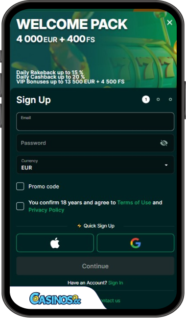 LuckyGem Casino Login from Mobile