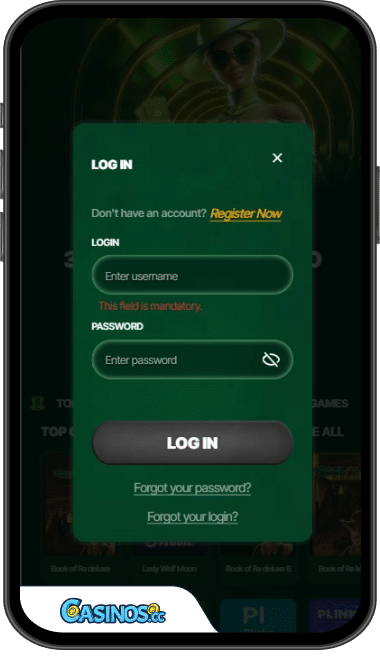 MyLuck Casino Login from Mobile