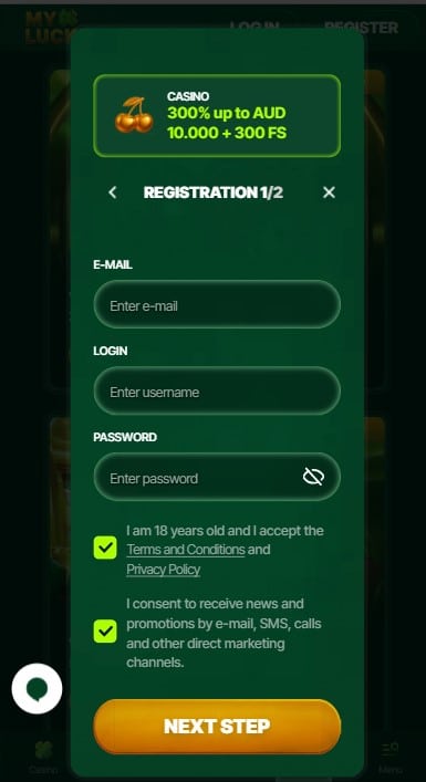 MyLuck Casino Sign Up