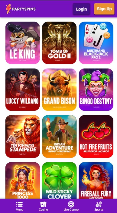 PartySpins Casino Games