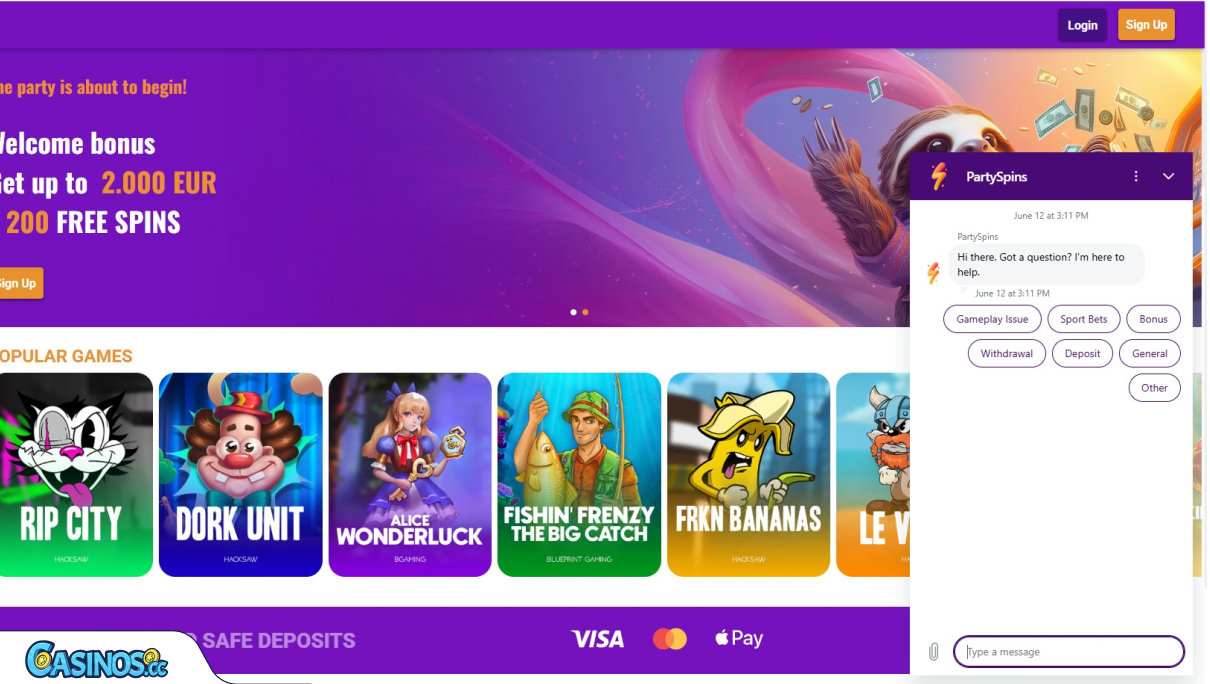 PartySpins Casino Support