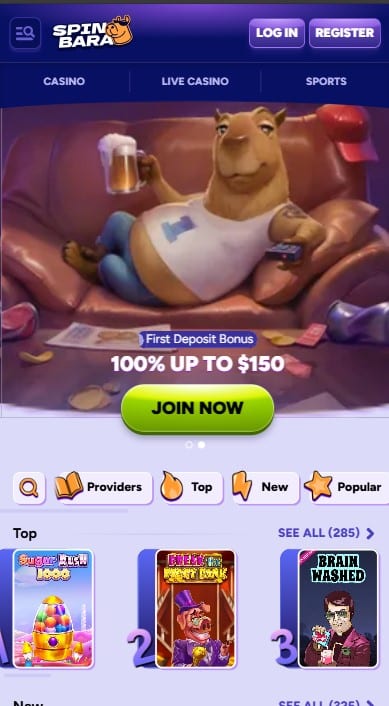 SpinBara Casino Lobby