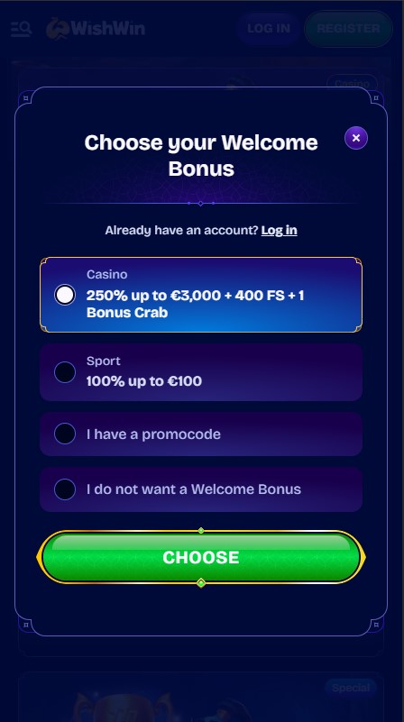 WishWin Casino Sign Up