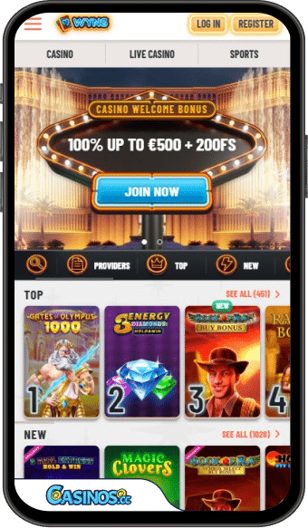 Aplicação móvel Wyns Casino