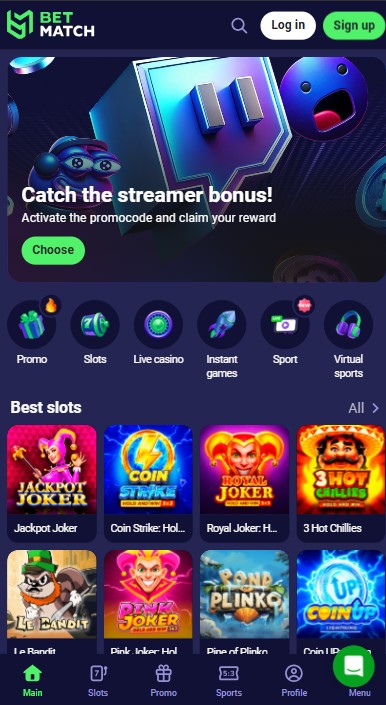 BetMatch Casino Lobby