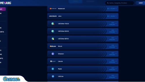 BoomerangBet Casino Payments