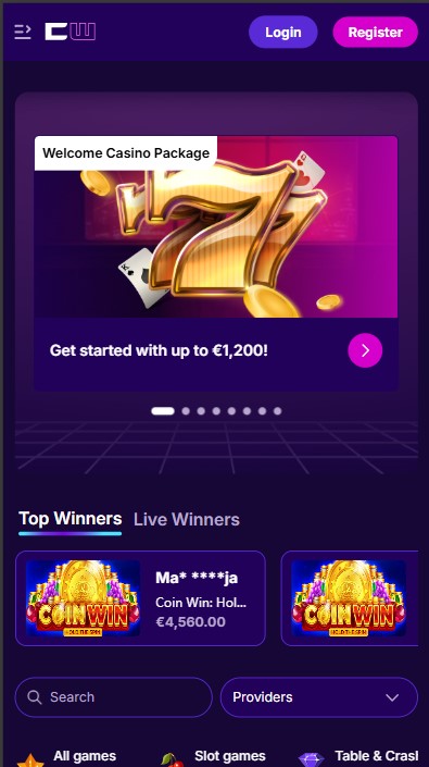 CipherWins Casino Lobby