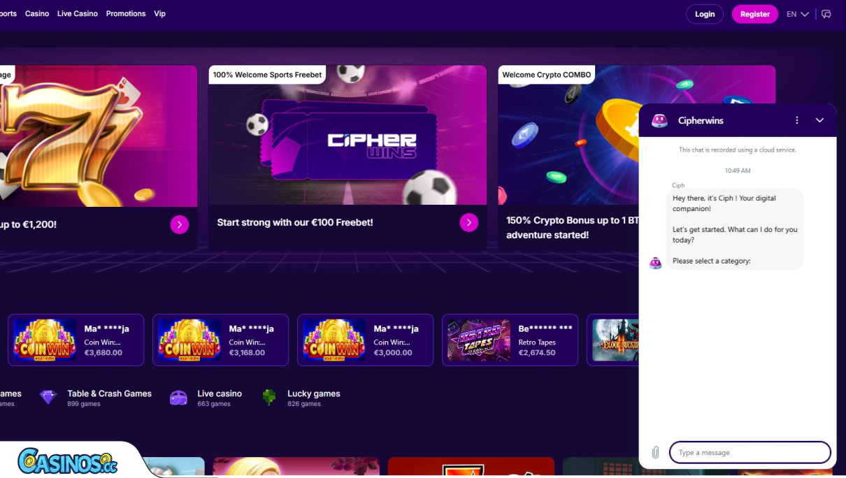 CipherWins Casino Support