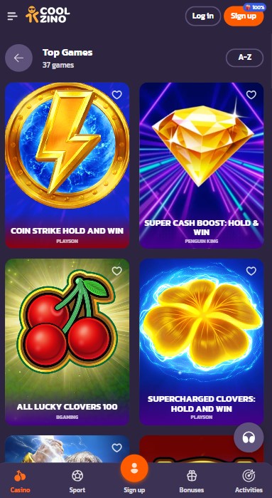 Coolzino Casino Games
