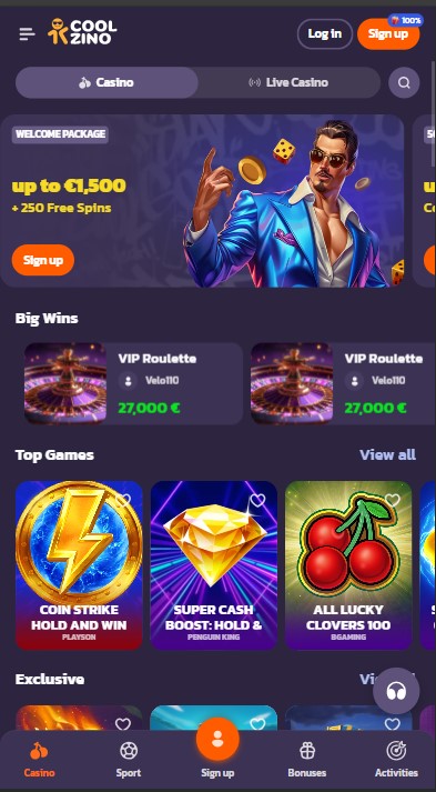 Coolzino Casino Lobby