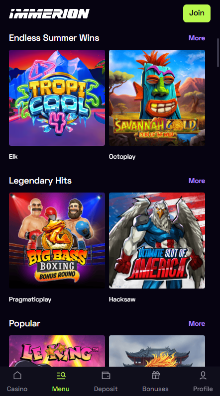 Immerion Casino Games