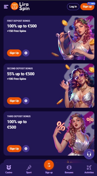 LiraSpin Casino Bonuses