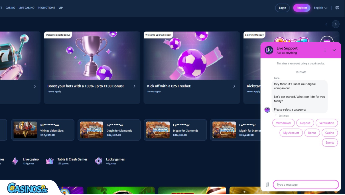 LunarSpins Casino Support