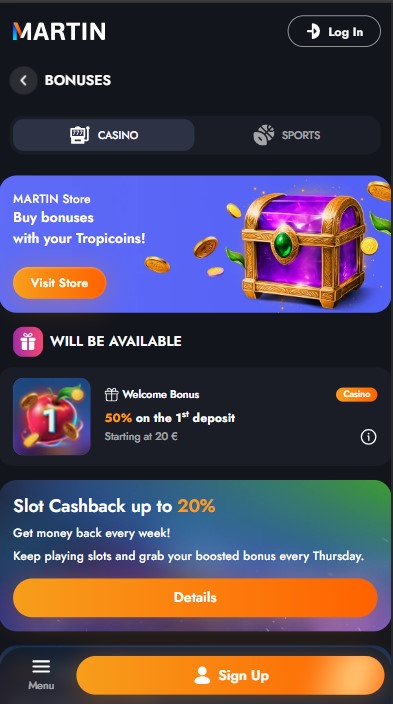 Martin Casino Bonuses