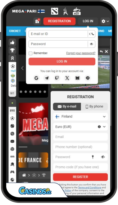 Megapari Casino Login from Mobile