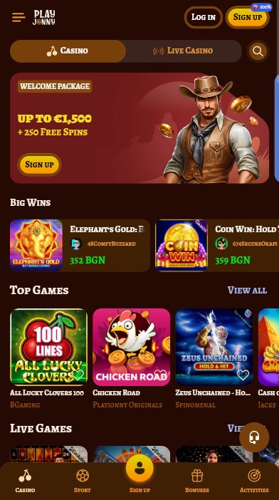 PlayJonny Casino Lobby