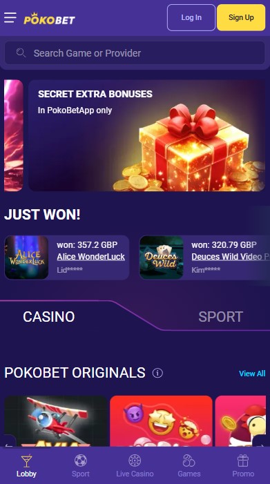 PokoBet Casino Lobby