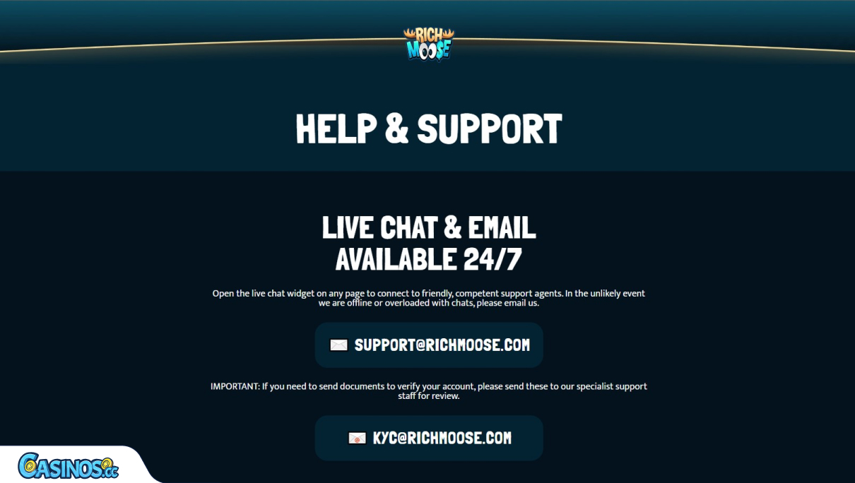 Rich Moose Casino Support