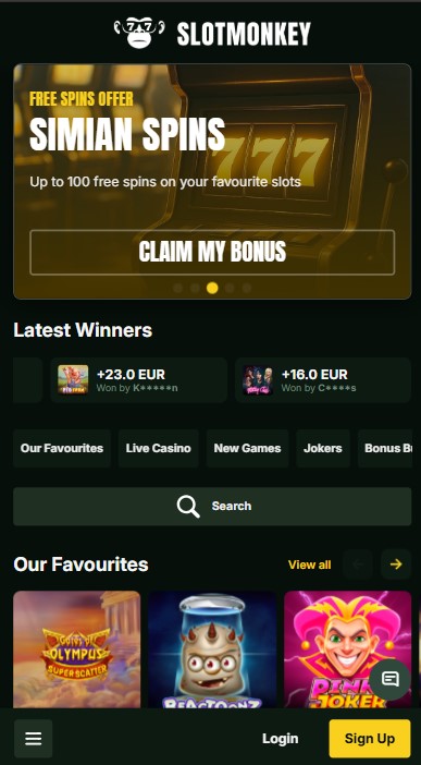 SlotMonkey Casino Lobby