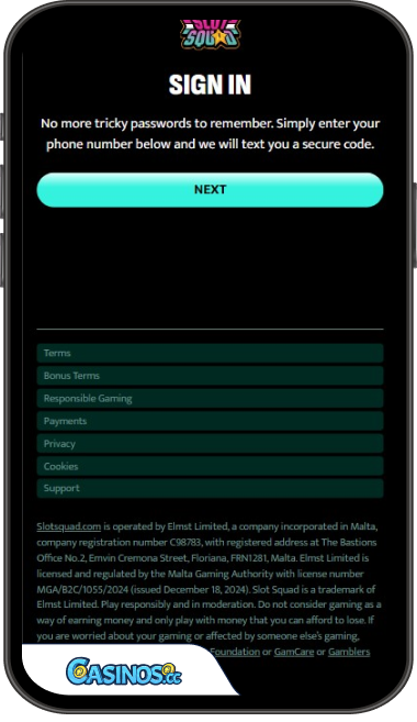 SlotSquad Casino Login from Mobile