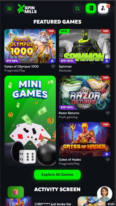 SpinMills Casino Games