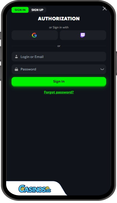 SpinMills Casino Login from Mobile