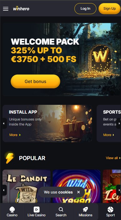 WinHero Casino Lobby