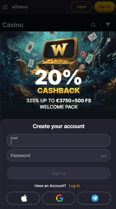 WinHero Casino Sign Up